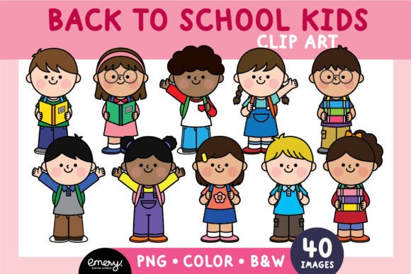 Back to School Happy Kids Clip Art for Creative Projects