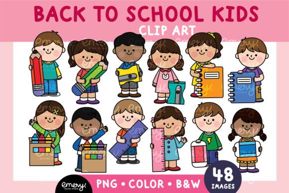 Back to School Kids Clip Art for Creative Projects
