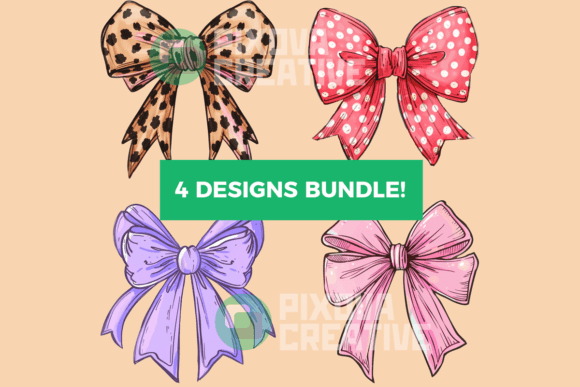 Coquette Bow 4 PNG Bundle