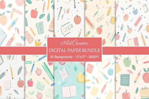 Pastel Back to School Doodle Backgrounds: A Creative Resource for Designers and Crafters