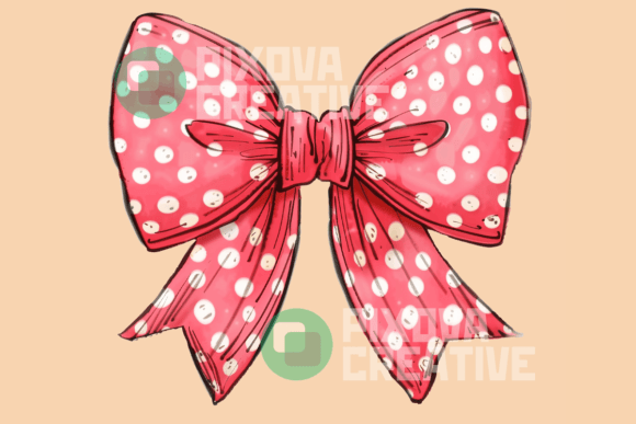Red Polka Dot Coquette Bow PNG Graphic