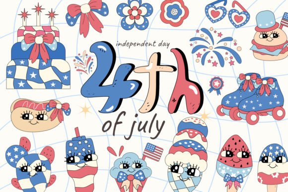 Retro 4TH of JULY Clipart America Png