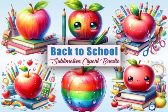 School Cute Apple Sublimation Clipart: A Versatile Resource for Creative Projects