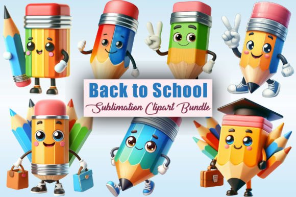 School Cute Pencil Characters Clipart: A Versatile Resource for Creative Projects