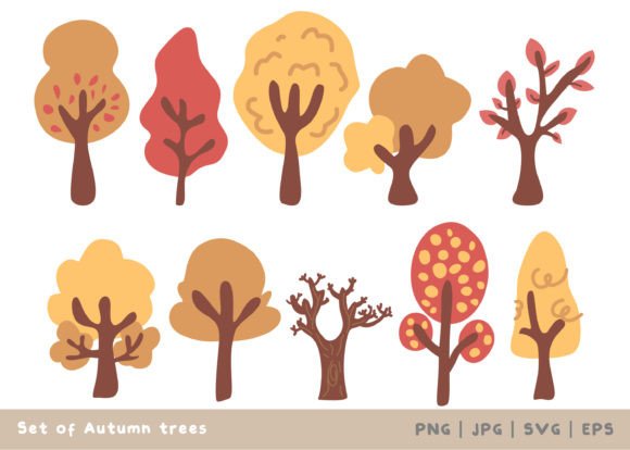 Set of Autumn Trees Hand Drawn: A Strategic Resource for Creativity and Communication