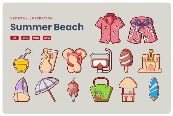 Summer Beach Illustration: A Versatile Design Asset for Creative Projects