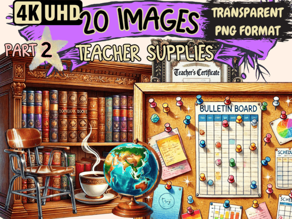 Teacher Supplies Clipart P2: A Creative Resource for Educators and Designers
