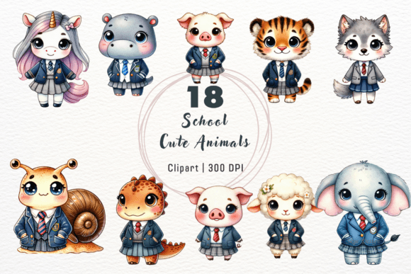 Watercolor School Cute Animals Clipart: A Creative Resource for Educators and Designers