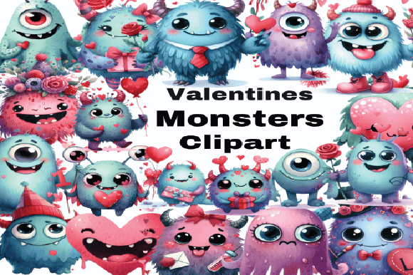 Watercolor Valentines Monsters Clipart: A Creative Resource for Designers and Enthusiasts